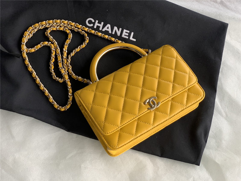 Chanel Wallet on Chain With Handle AP2844 Lambskin & Gold-Tone Metal Yellow A