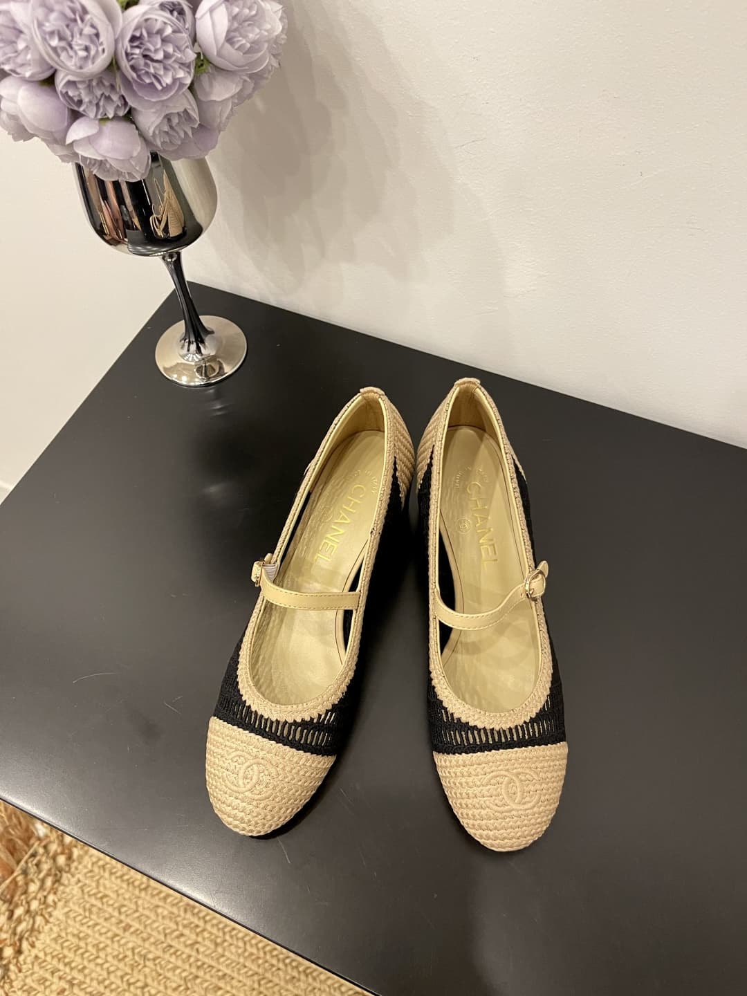 Chanel Tweed CC Chain Mule Sandal Shoes Women