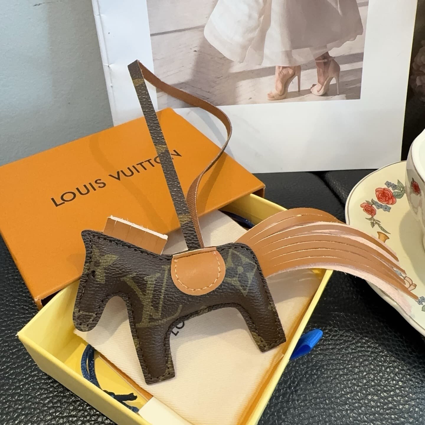 Louis Vuitton monogram canvas horse-shaped bag charm