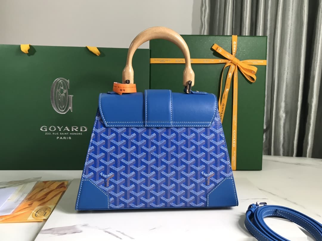 Saïgon PM Bag Goyardine Canvas & Clamecy Cowhide Blue High