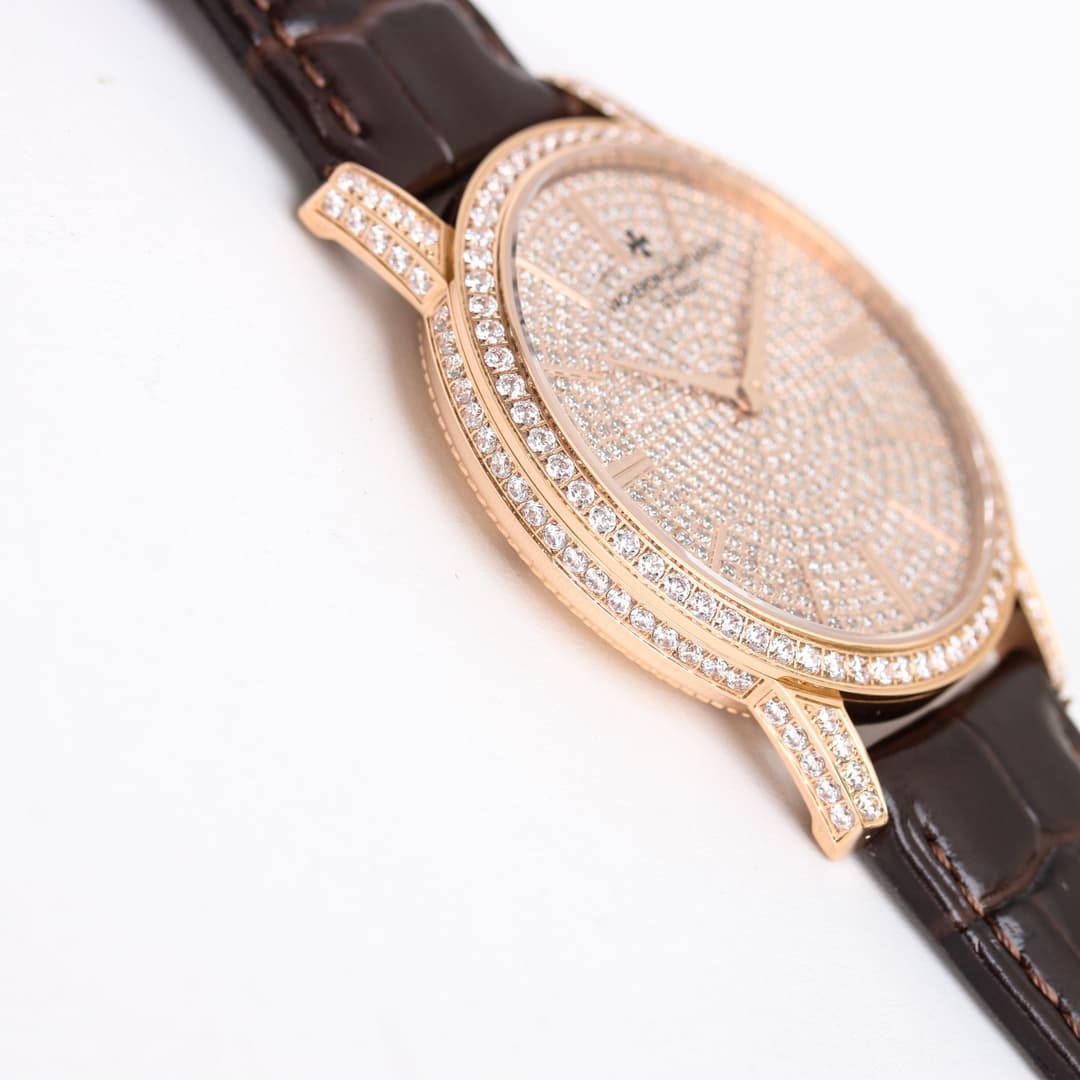 Vacheron Constantin Traditionnelle Watch with Rose Gold  Paved Diamonds TOP