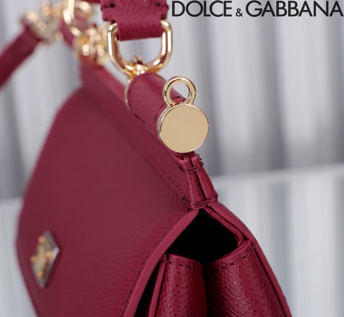 Dolce & Gabbana Miss Sicily top handle bag calfskin leather Claret High
