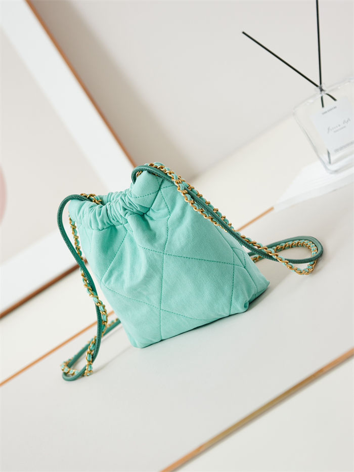 Chanel 22 MINI HANDBAG Canvas & Gold-Tone Metal Green AS3980 A