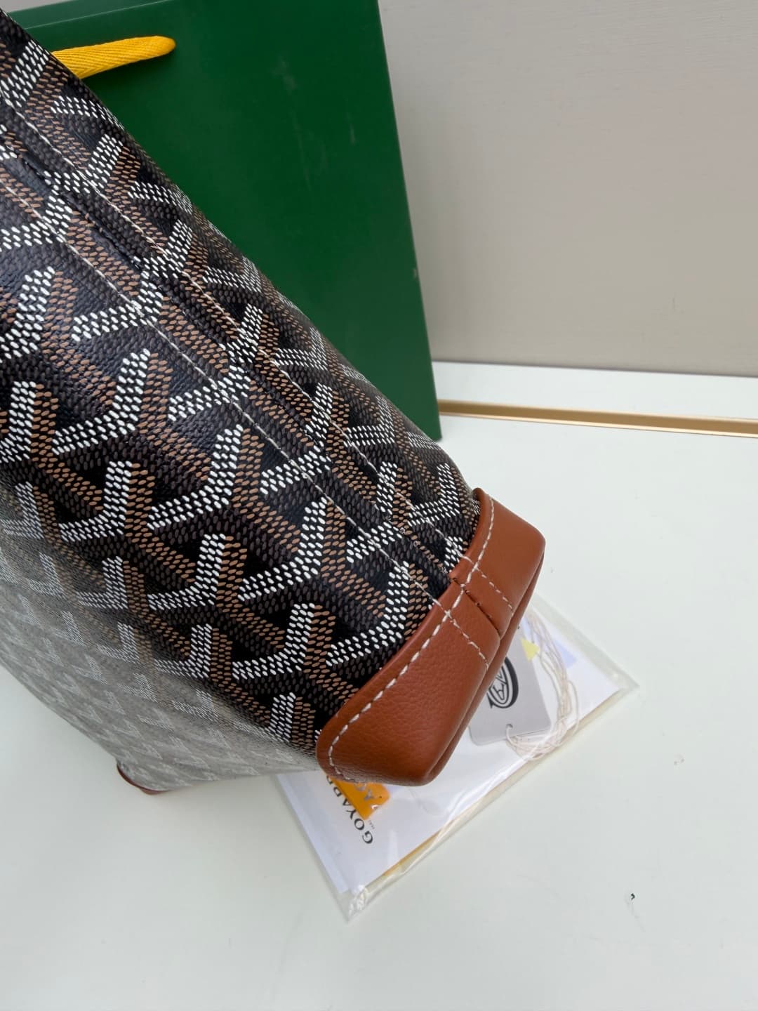 Goyard Conti pouch Goyardine canvas and Chevroches Calfskin Brown High