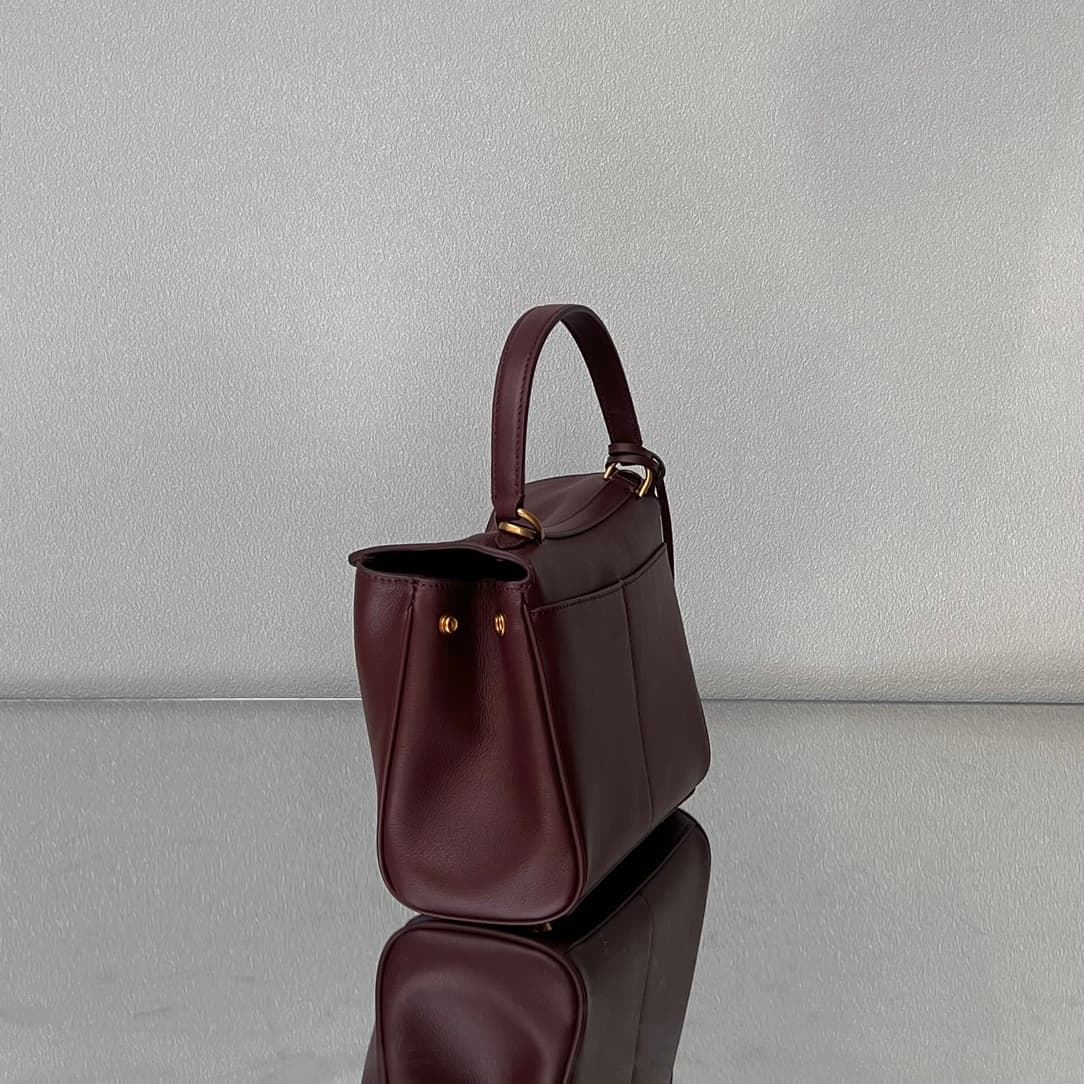 Balenciaga Rodeo Mini Bag in Dark Burgundy Leather With Gold-Tone Metal TOP