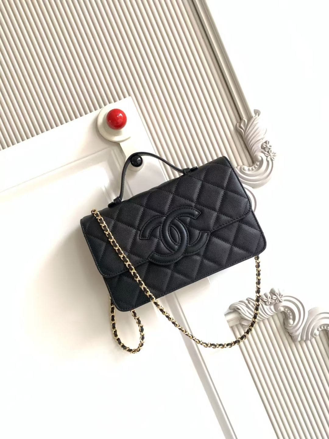 Chanel Wallet on chain Grained Calfskin & Gold-Tone Metal Black AS6554 A