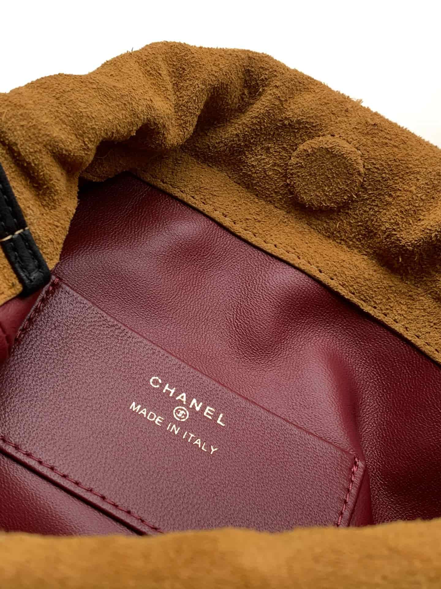 Chanel Clutch with Leather Strap Suede Calfskin & Gold-tone Metal AP5227 Camel A
