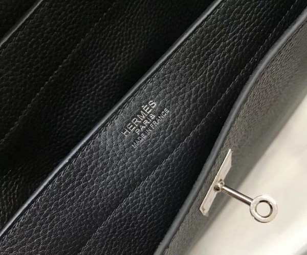 Hermes Kelly Depeche 34 Briefcase In Black Calfskin WAX High