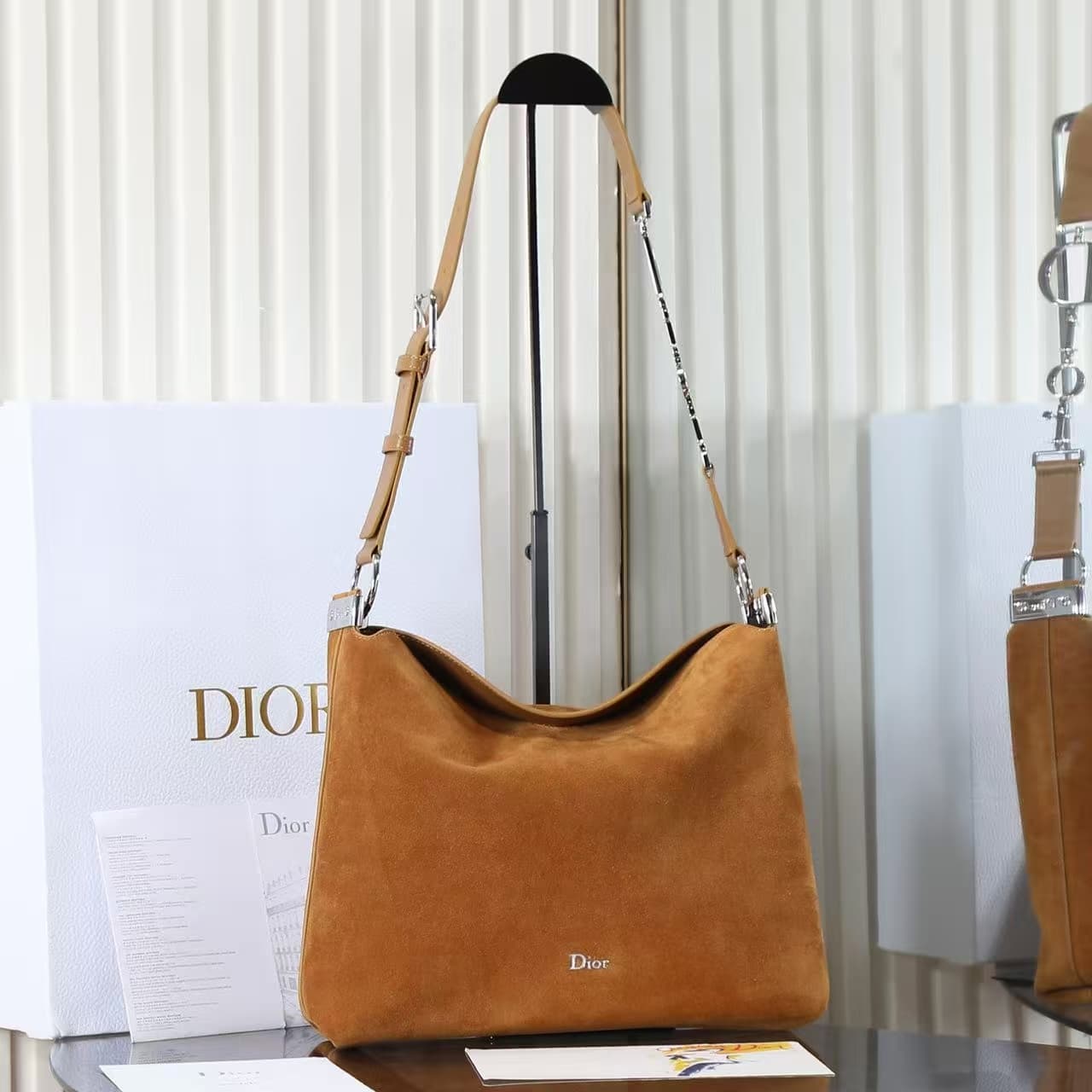 Dior Medium Diorly Bag Golden Saddle Suede Calfskin High