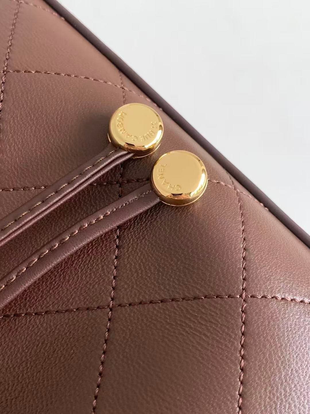 Chanel Bucket Bag Calfskin Leather & Gold-Tone Metal Dark Brown AS6584 A