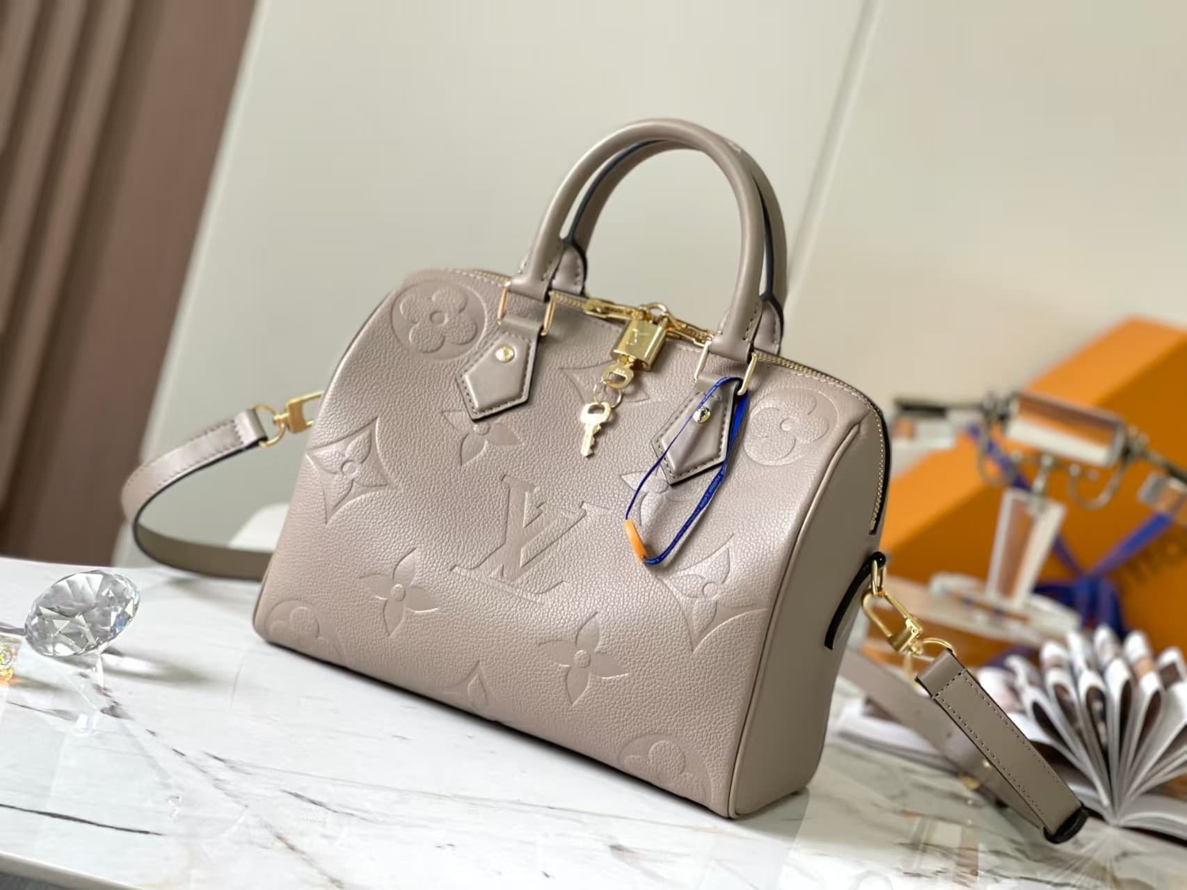 Louis Vuitton Speedy Bandouliere 25 Monogram Empreinte M58947 Taupe High