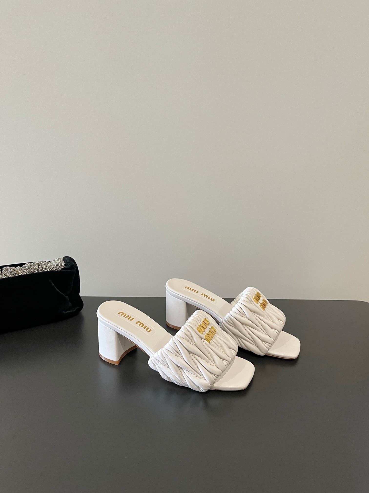 Miu Miu Matelasse Nappa Leather Slides Shoes Women