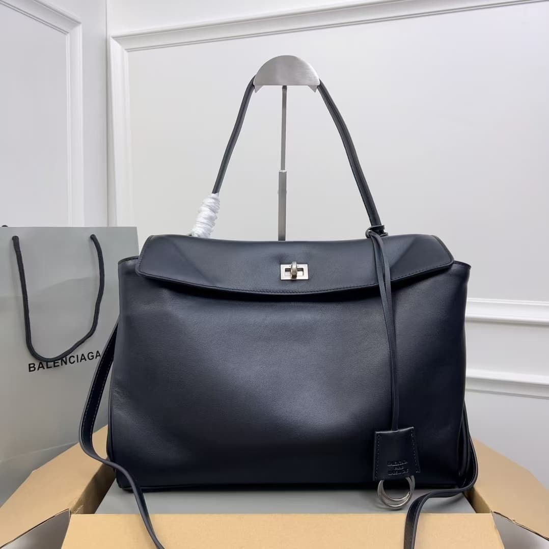Balenciaga Rodeo Medium Bag in Black Leather With Silver-Tone Metal High