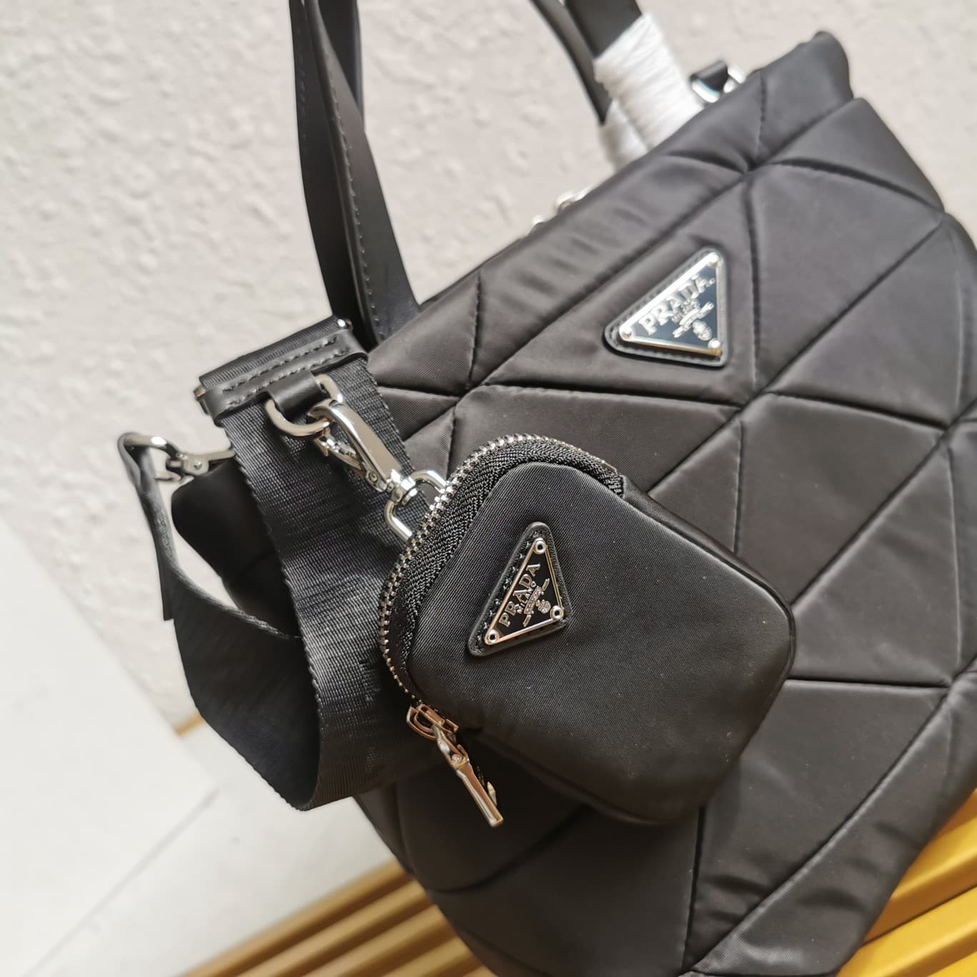 Prada Black padded Re-Nylon tote bag 1BG380 High