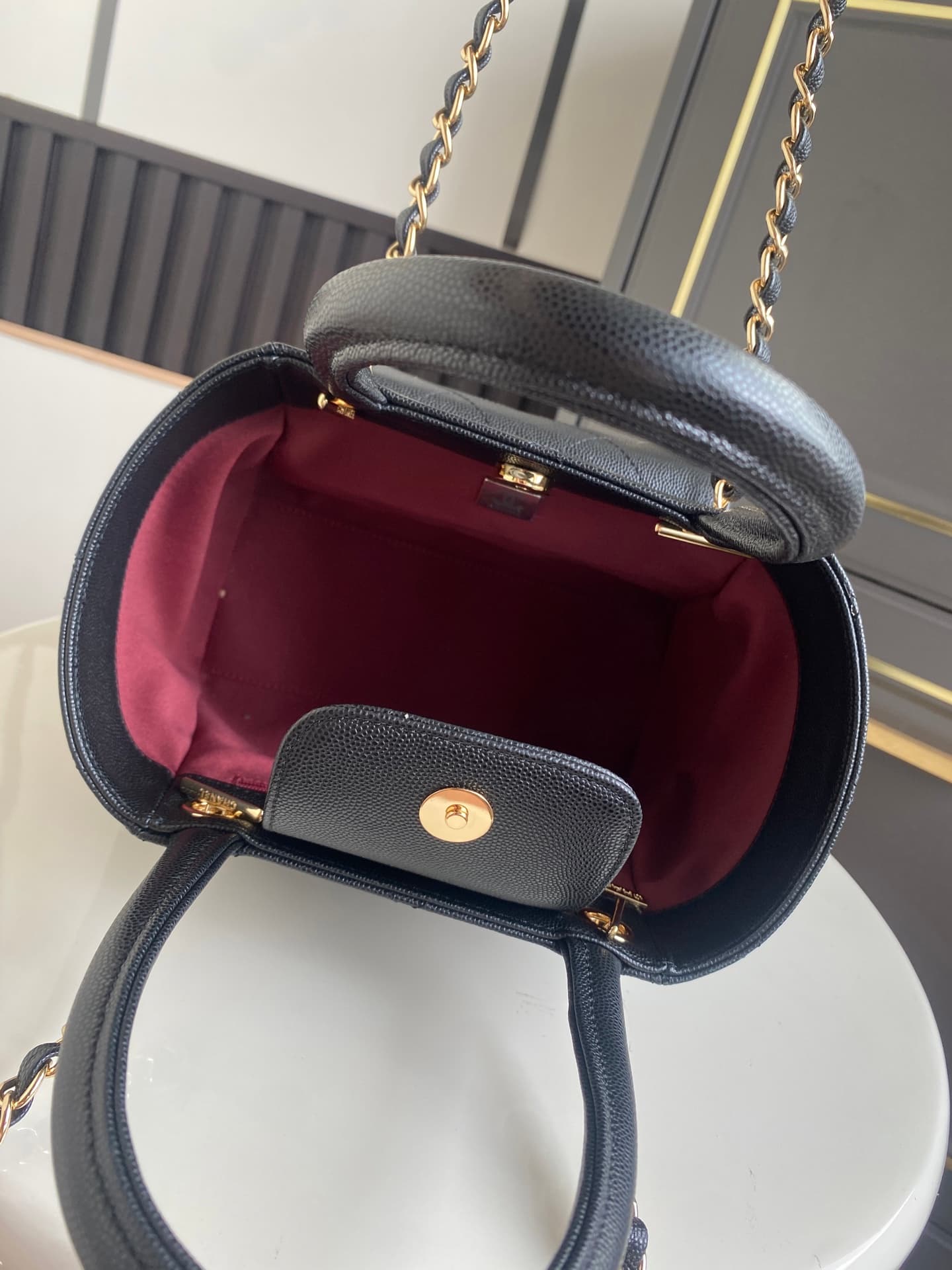 Chanel Tote Bag Grained Calfskin&Gold-Tone Metal Black AS6025 High