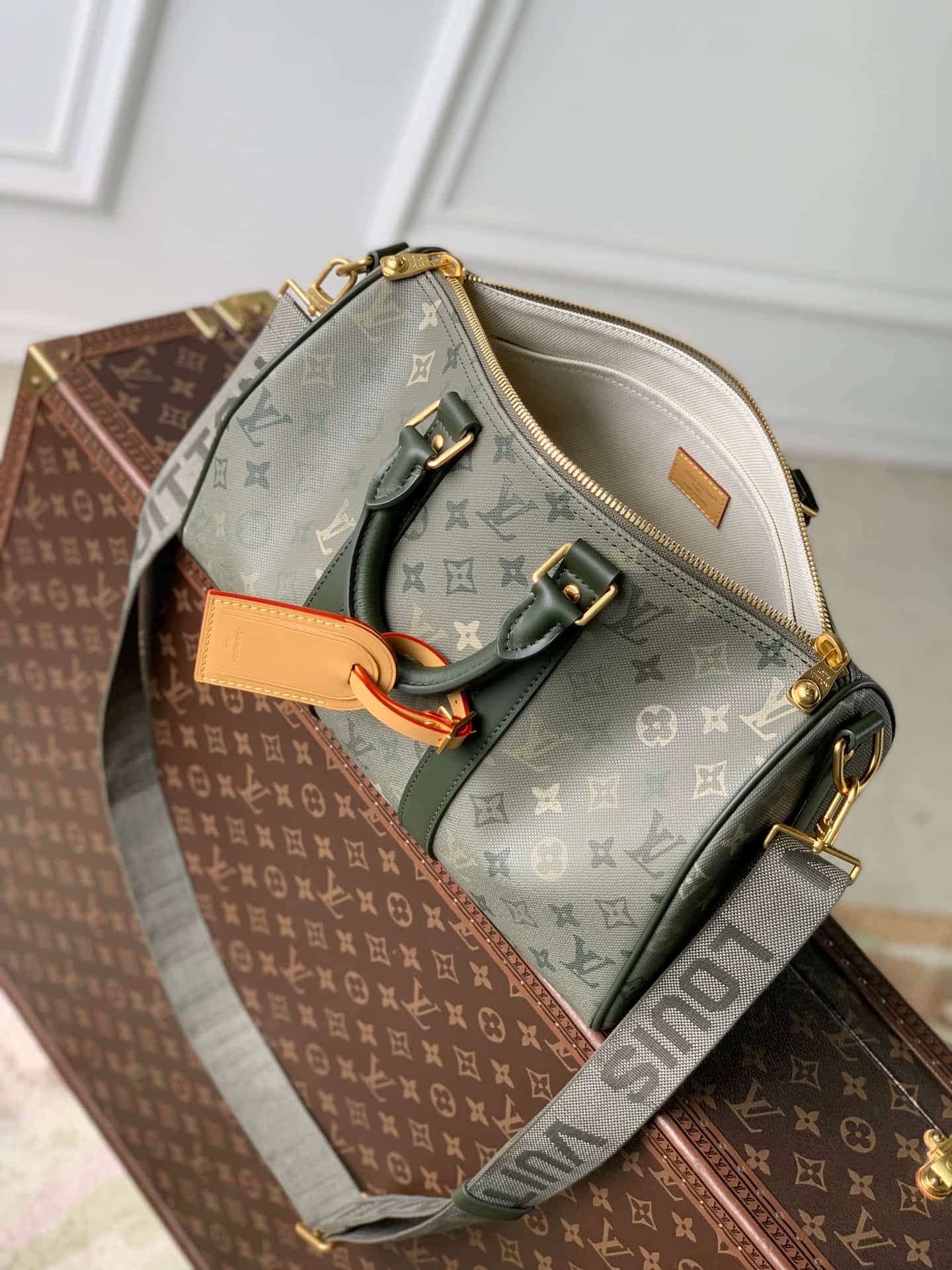 Louis Vuitton Keepall Bandoulière 35 Kahki Green Monogram Surplus coated canvas M27054 High