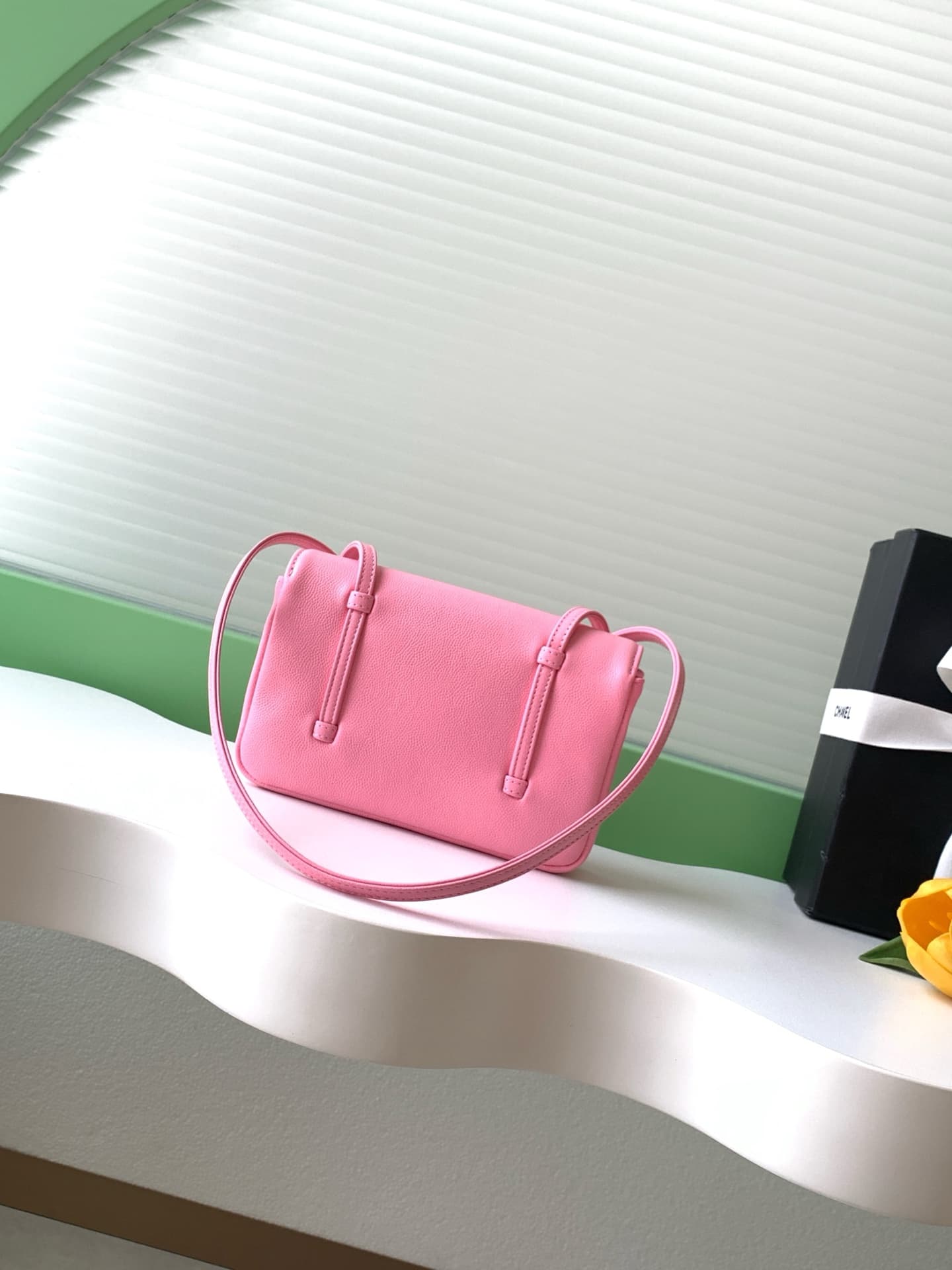 Chanel Clutch with Leather Strap Grained Shiny Calfskin & Gold-Tone Metal Pink AP5068 A