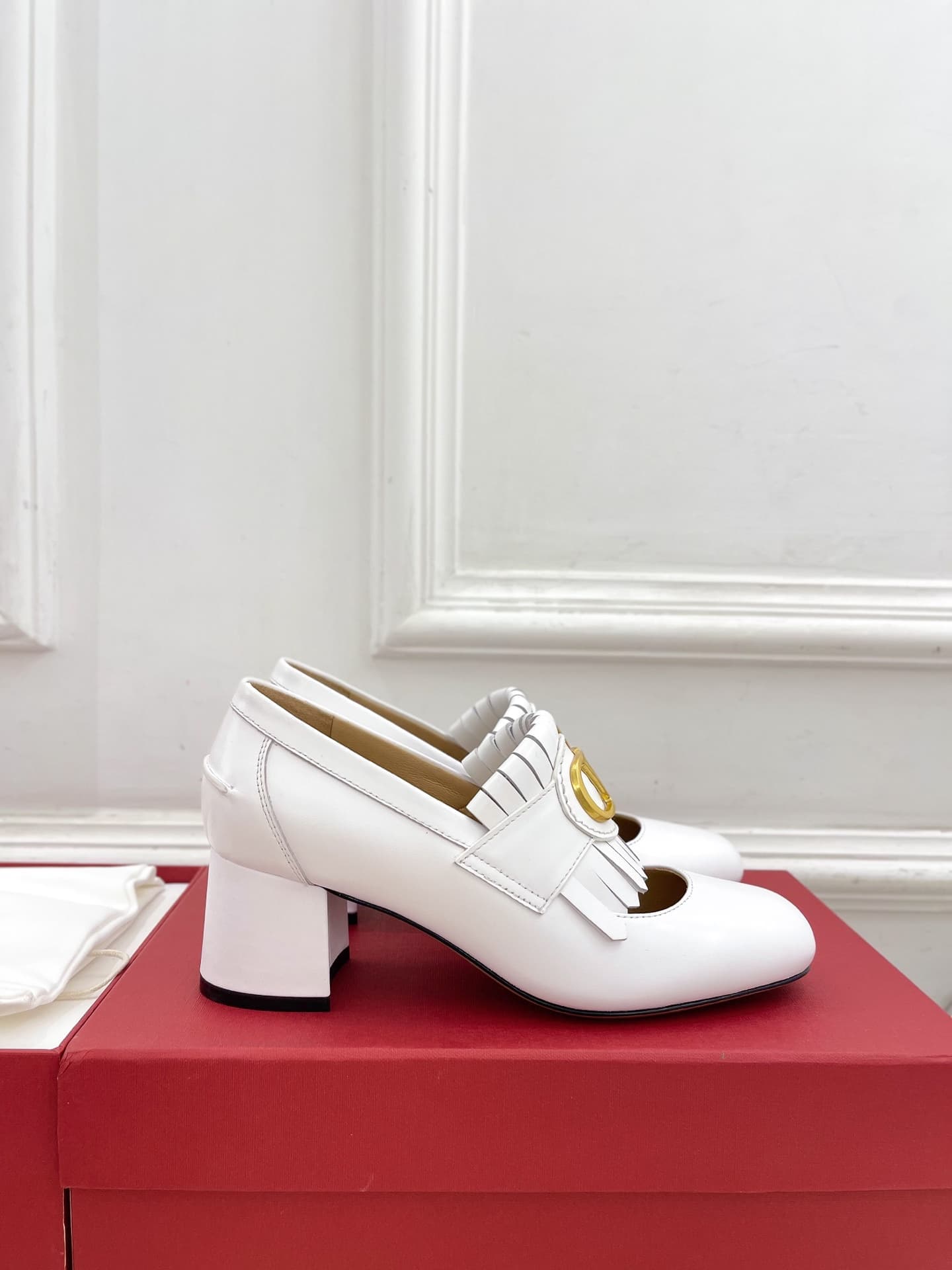 Valentino Vlogo Signature Fringed Calfskin Pump Shoes Women
