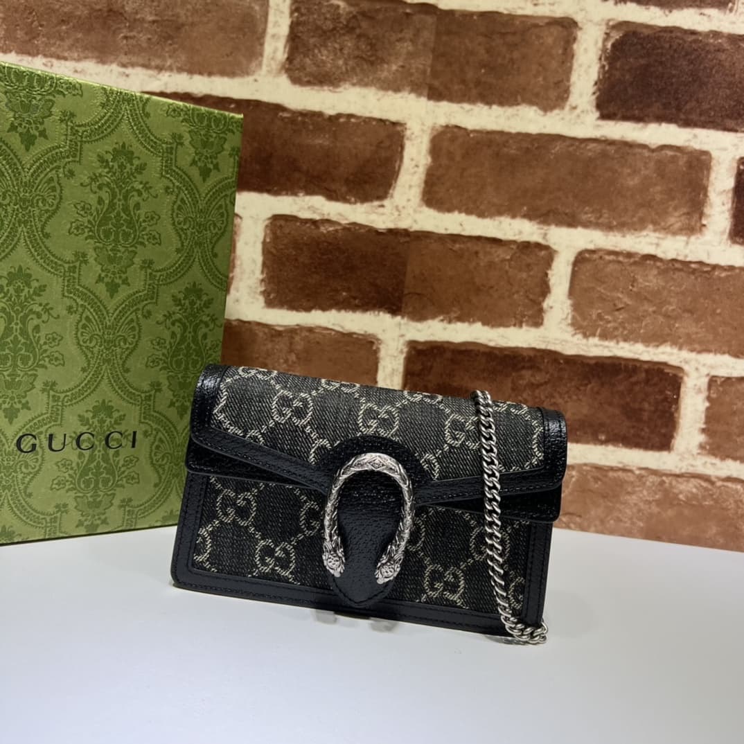 Dionysus GG Supreme super mini bag 476432 Denim Black high