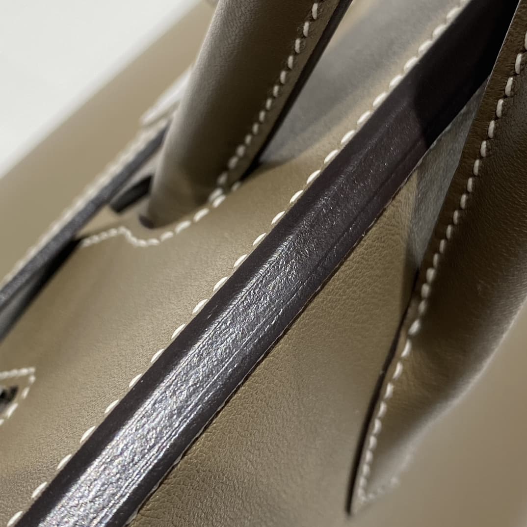 Hermes Shoulder Birkin 29 Swift leather Etoupe & Silver Metal WAX High