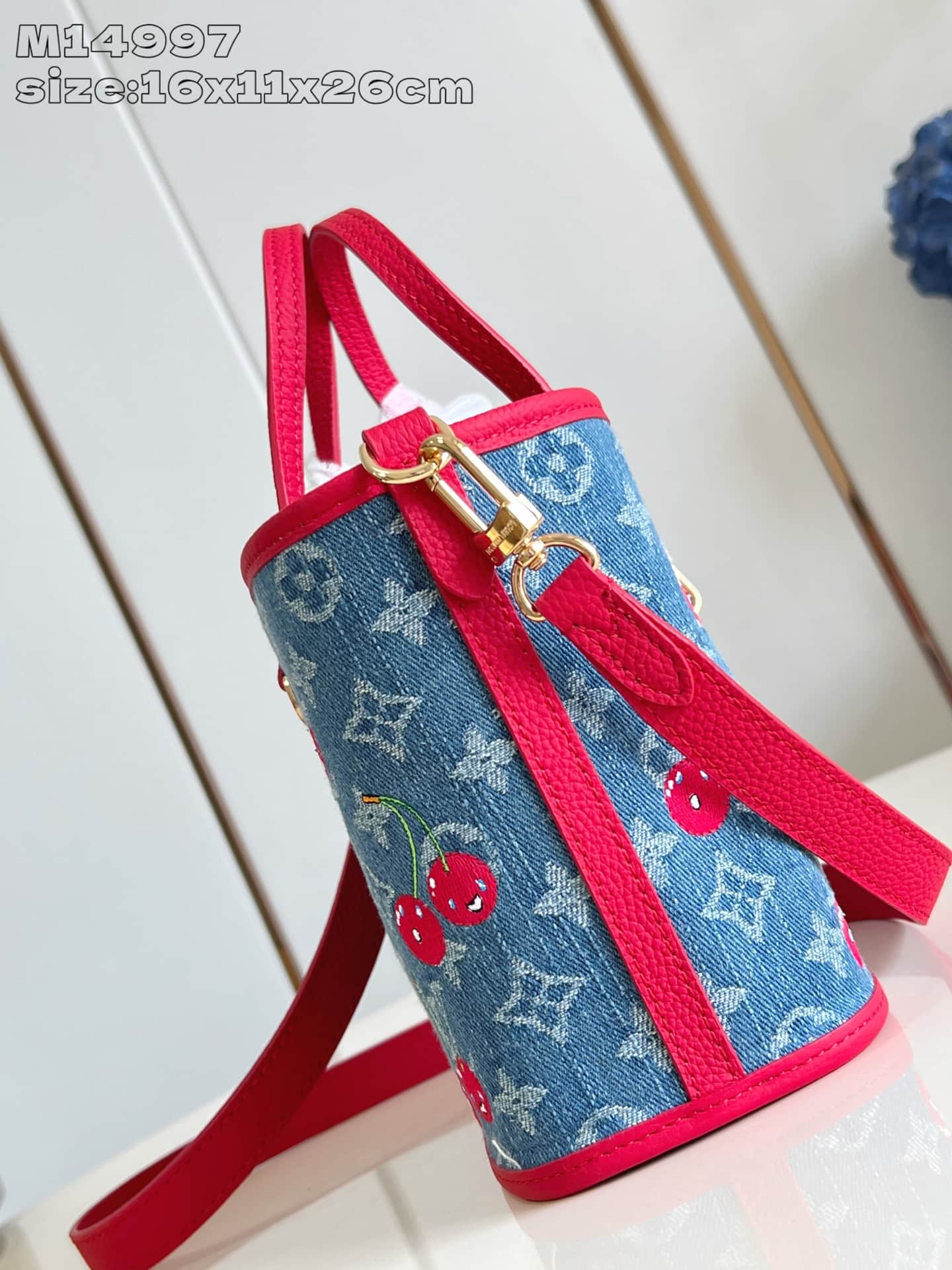 Louis Vuitton x Murakami Neverfull Inside Out BB Monogram cherry denim M14997 High