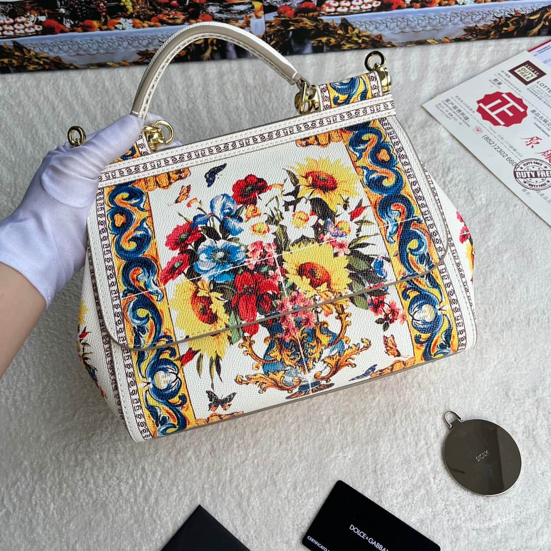 Dolce & Gabbana Miss Sicily top handle bag with multicolor print leather High