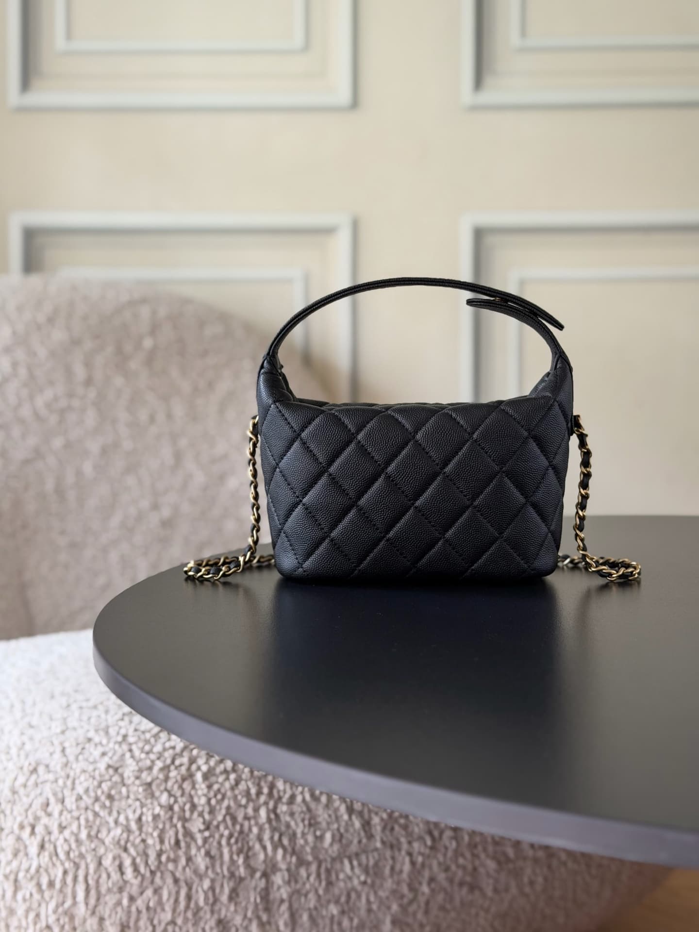 Chanel 25B hobo bag Caviar Calfskin& Gold-Tone Metal AP3387 Black A