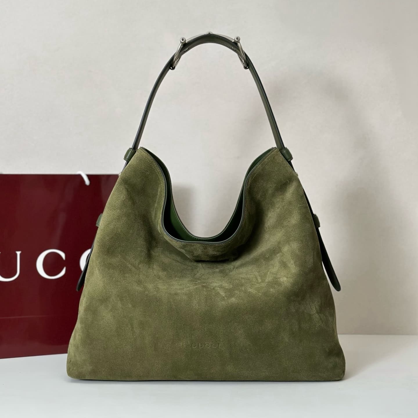 Gucci Beatrix large tote bag 850546 Green Suede High