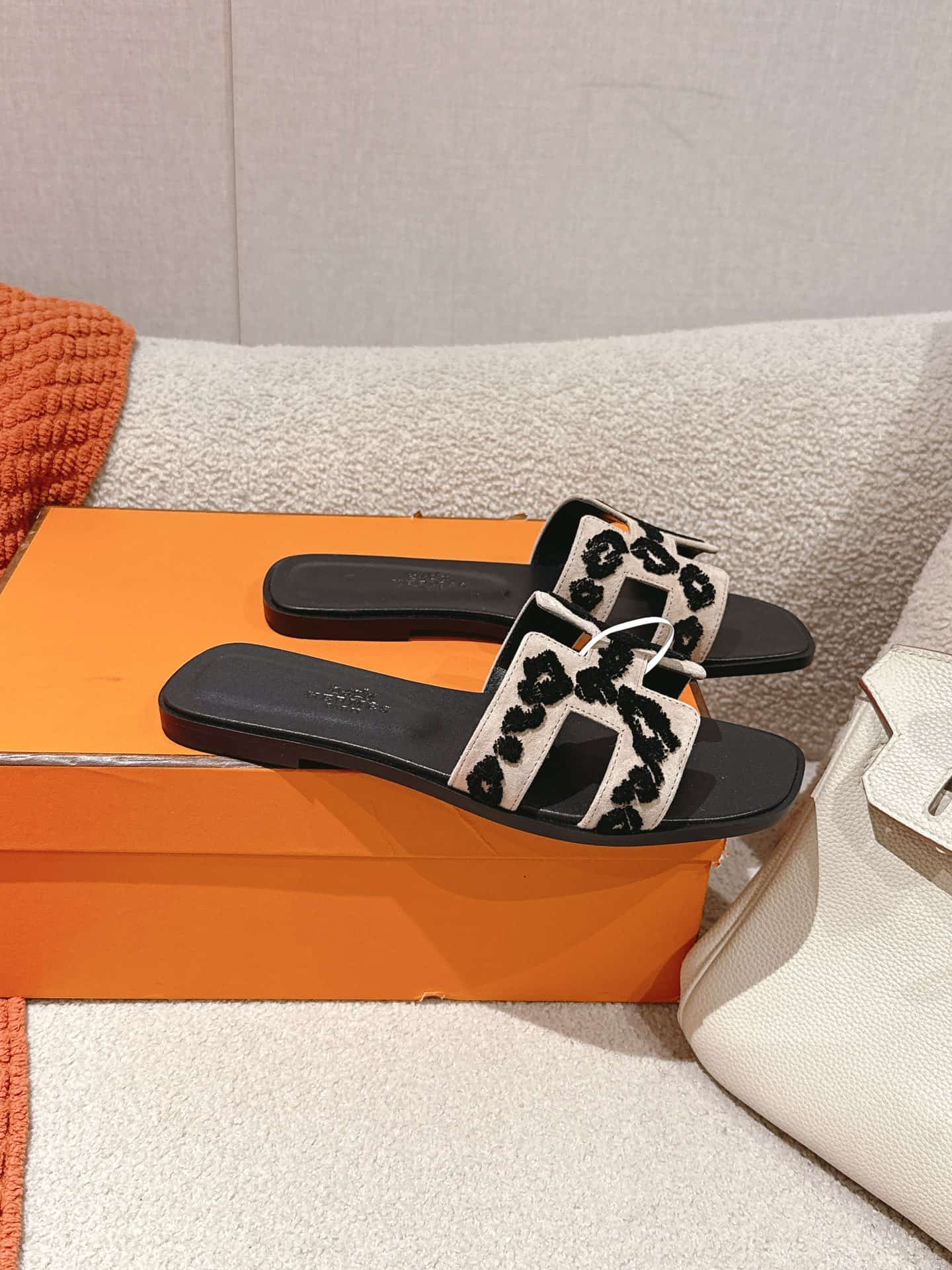 Hermes Oran Denim Slides Shoes Women