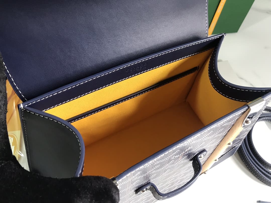Saïgon PM Bag Goyardine Canvas & Clamecy Cowhide Navy High