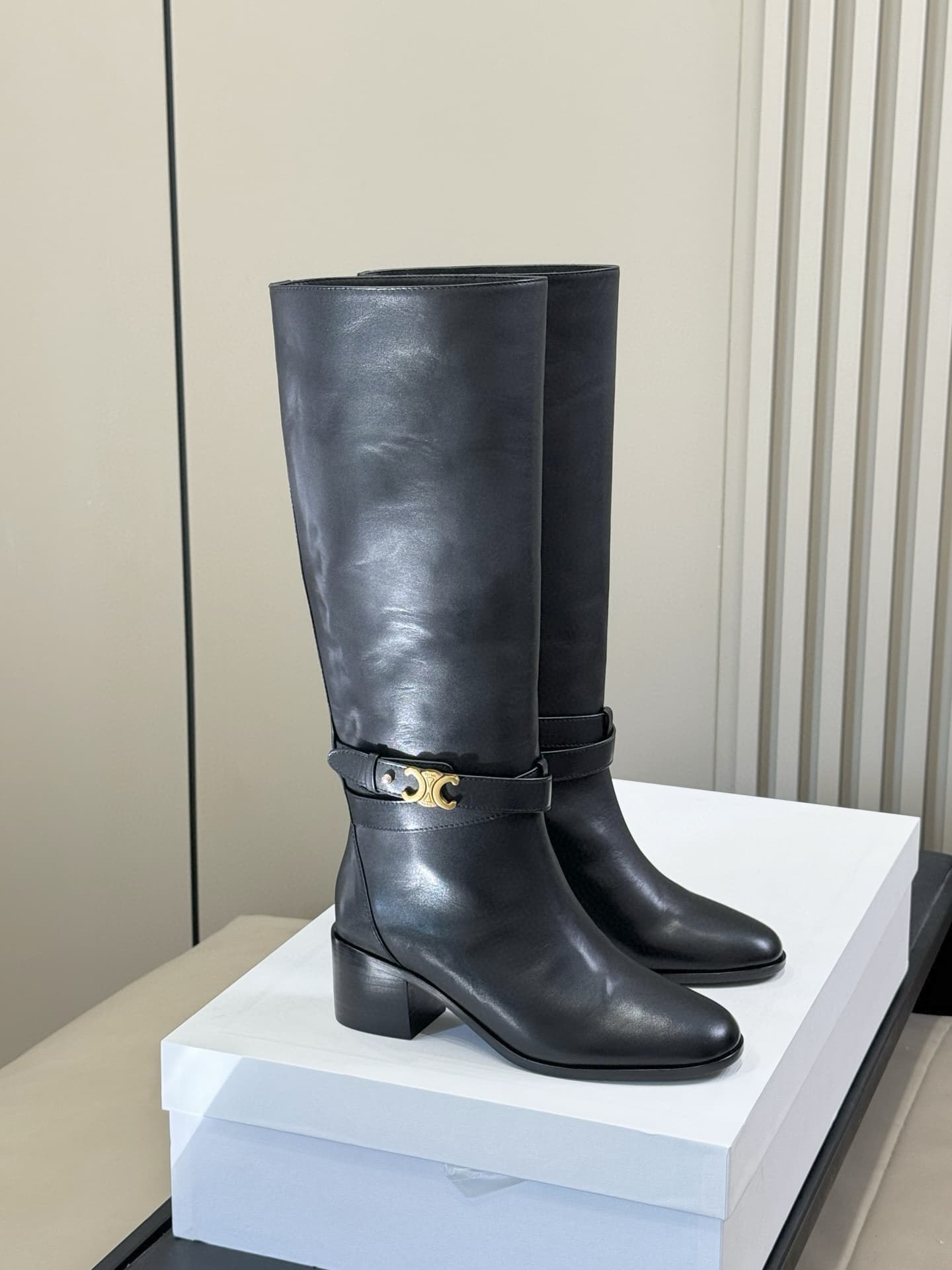 Celine Garance Triomphe Strap High Boots Shoes Women