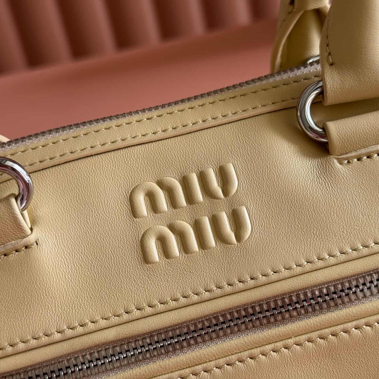 Miu Miu Arcadie bag Smooth Leather 5BA332 Light Yellow TOP