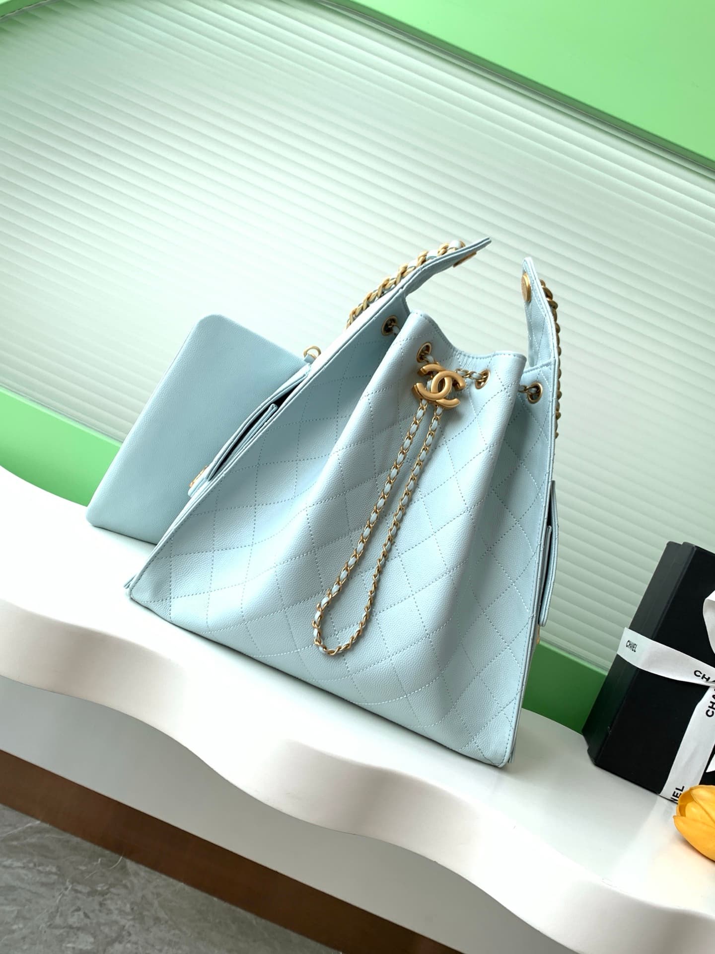 Chanel 25 Medium Hobo Medium handbag AS5311 Grained Calfskin & Gold-tone Metal Light Blue A