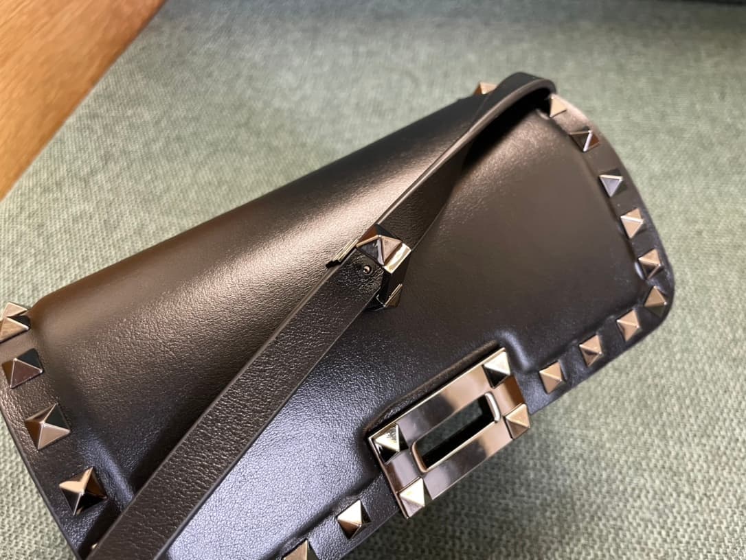 Valentino Garavani Rockstud23 Mini Shoulder Bag smooth black calfskin leather high