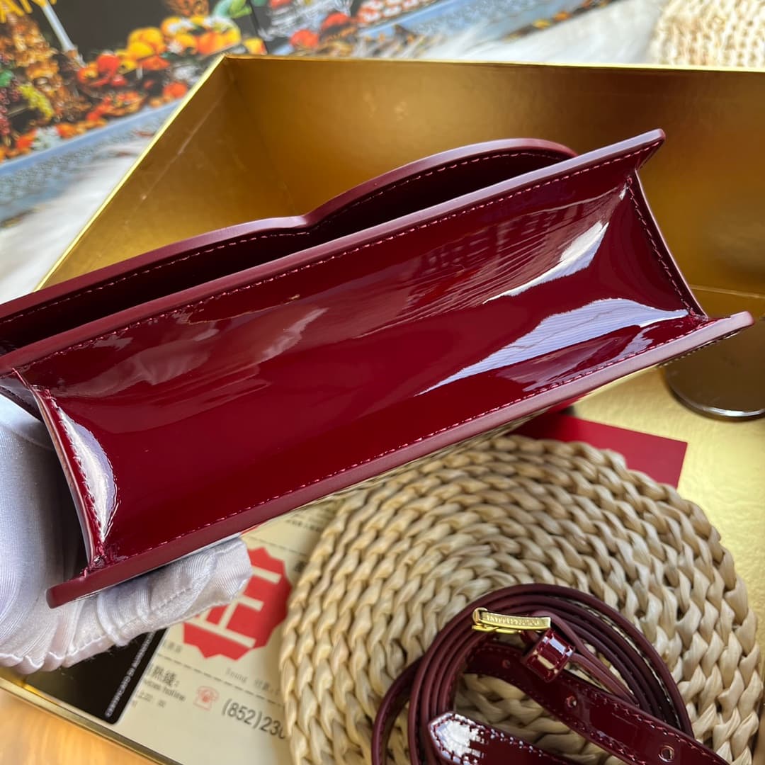 Dolce & Gabbana Claret patent calf leather DG Logo crossbody bag high