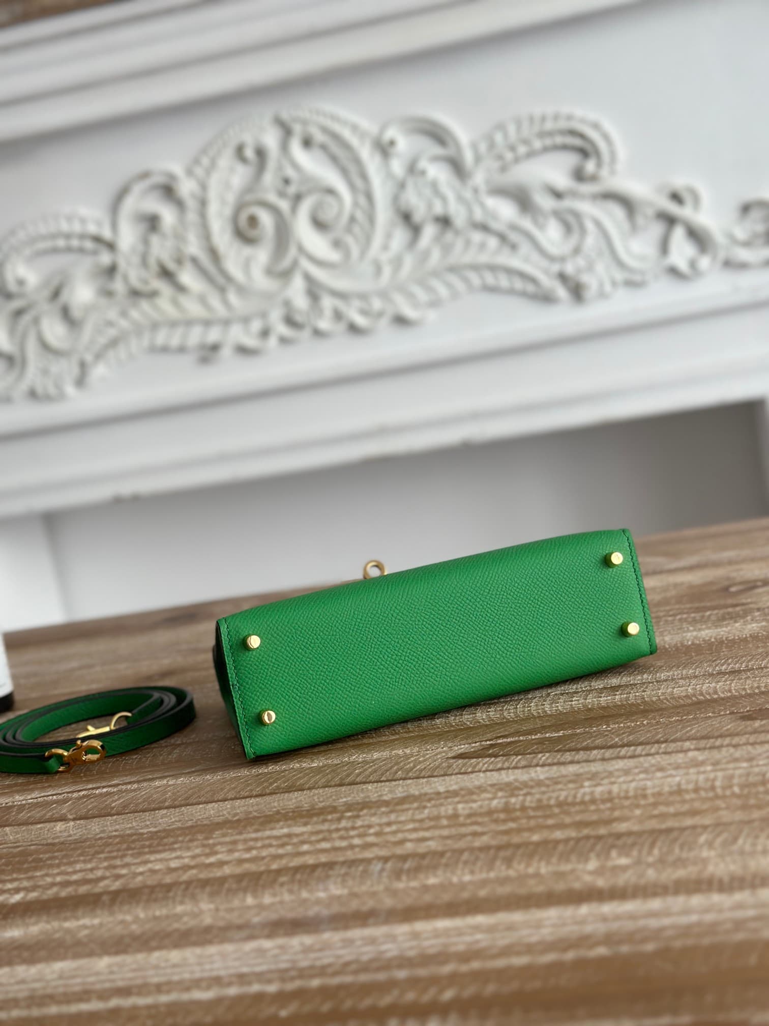 Hermes Kelly Mini II Bag Epsom Leather WAX Bamboo High