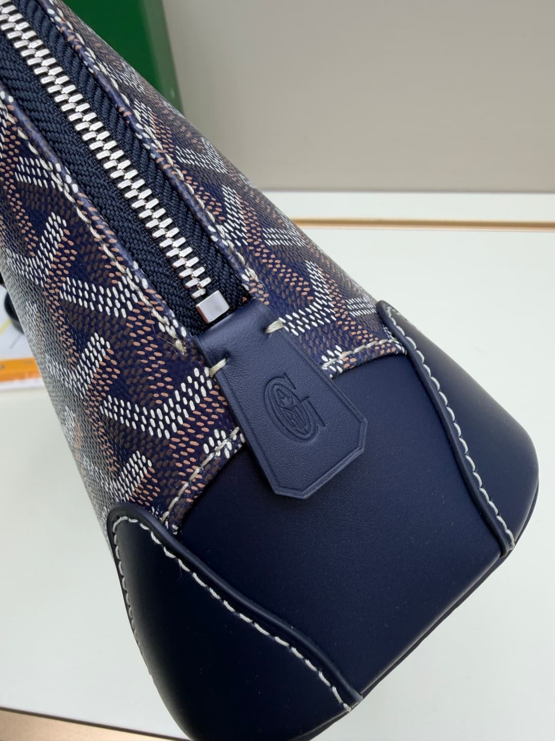 Goyard Vendôme mini bag in Goyardine coated canvas navy blue high