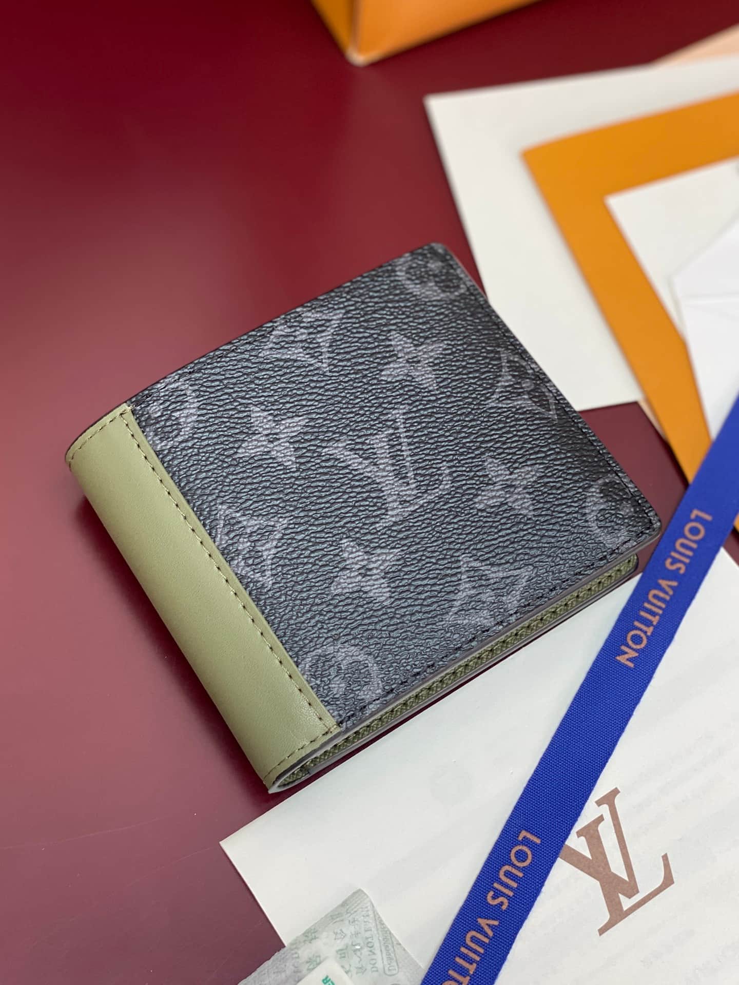 Louis Vuitton Slender Wallet Khaki Green Monogram Eclipse coated canvas M28644 High