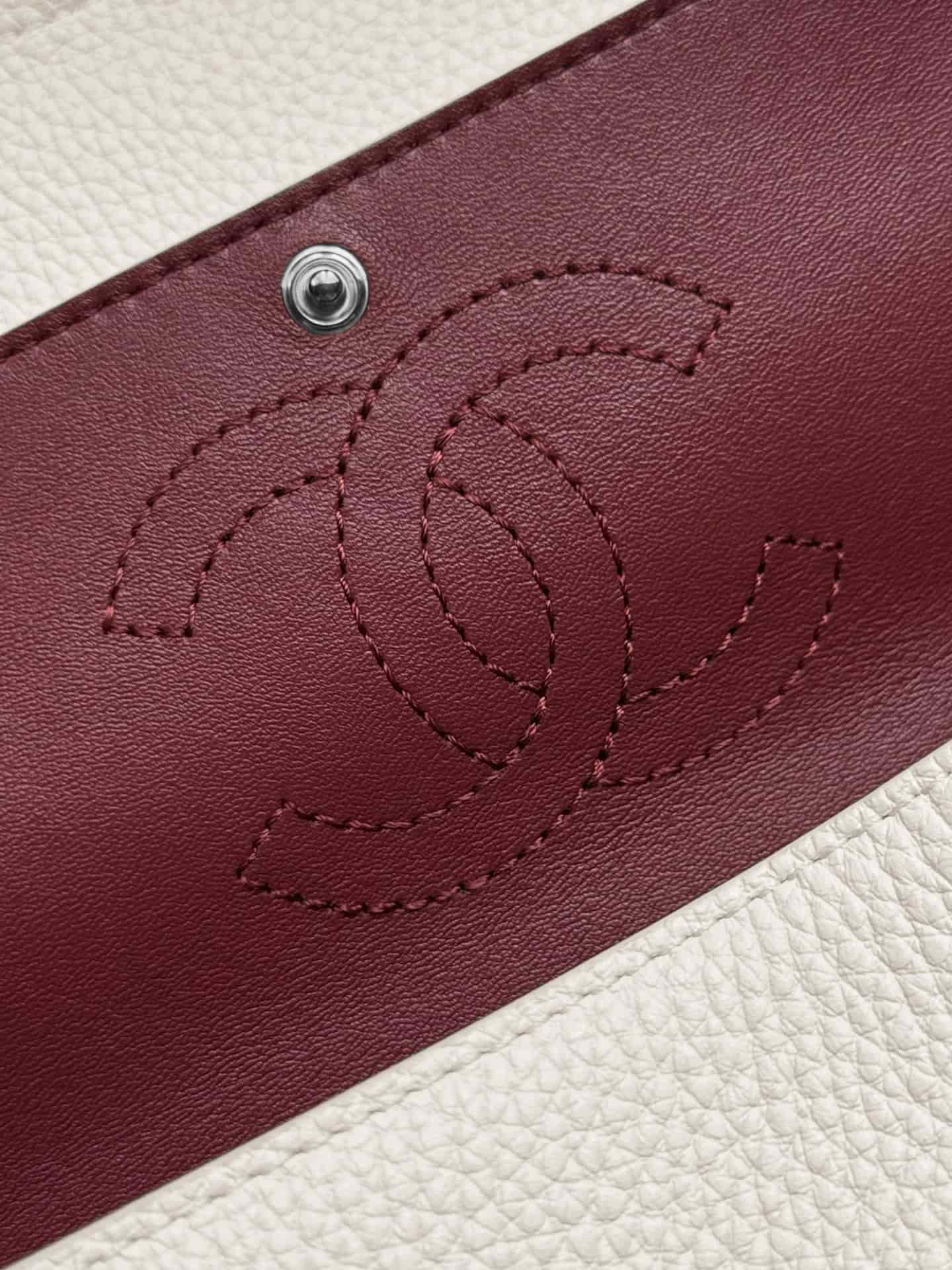 CHANEL Mini flap bag Grained Calfskin&Silver-tone metal White AS6573 A