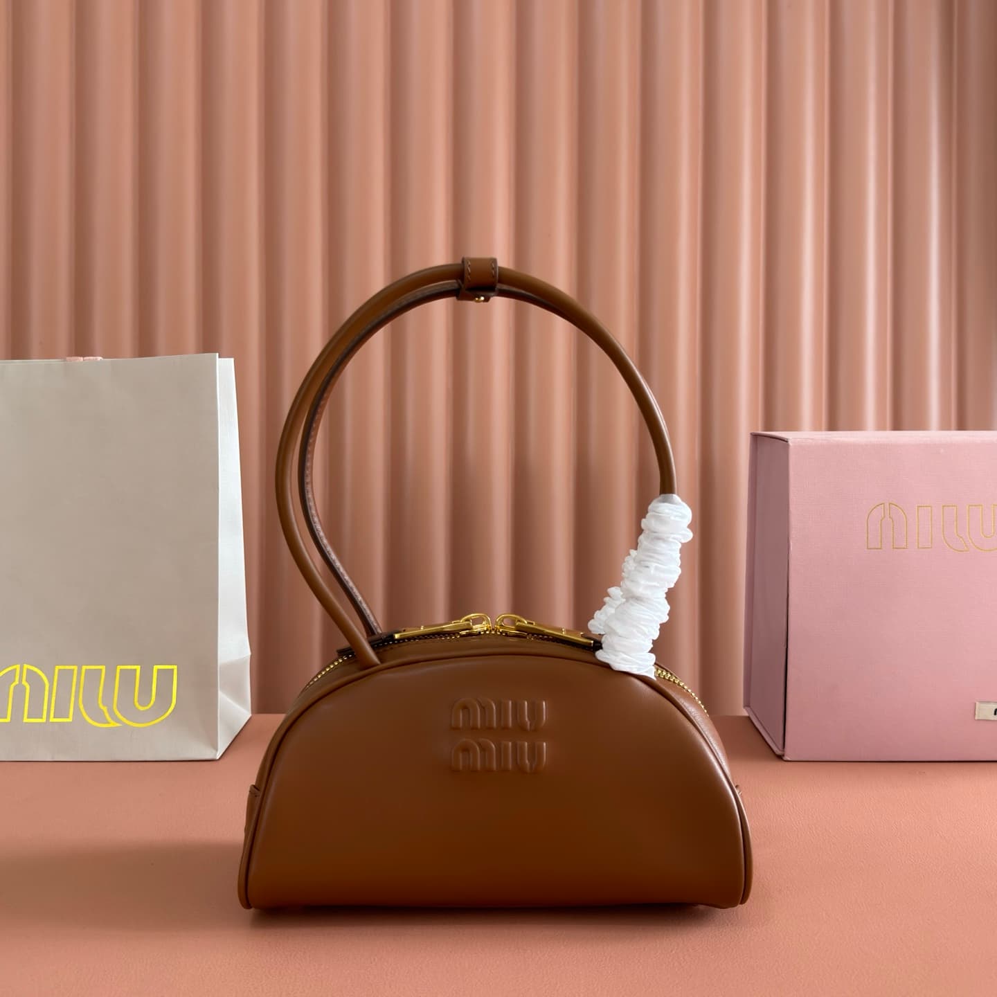 Miu Miu Brown Beau Leather Bag 5BB192 High