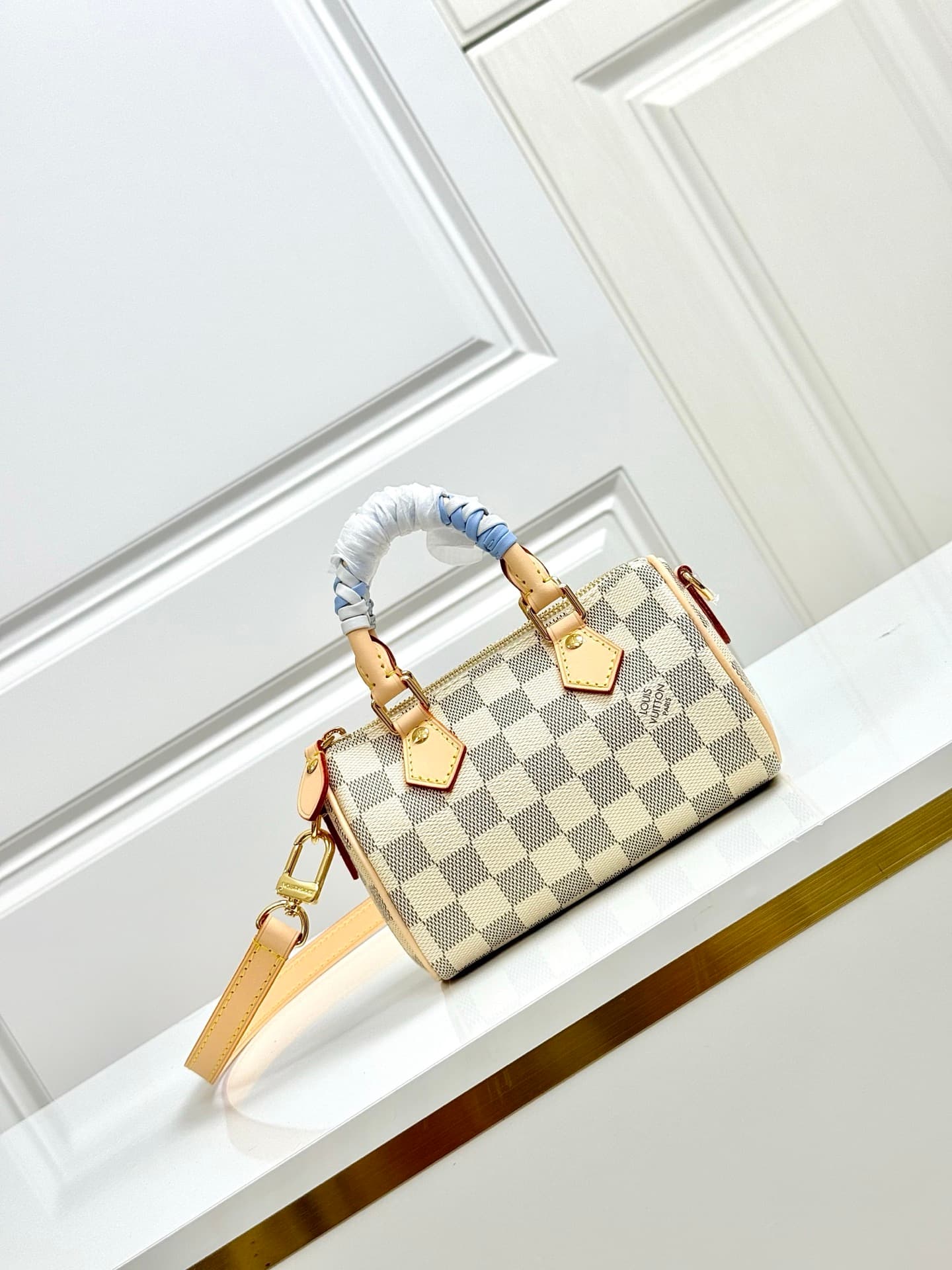 Louis Vuitton Nano Speedy Damier Azur/Olympus Blue/White Coated canvas N40918 High