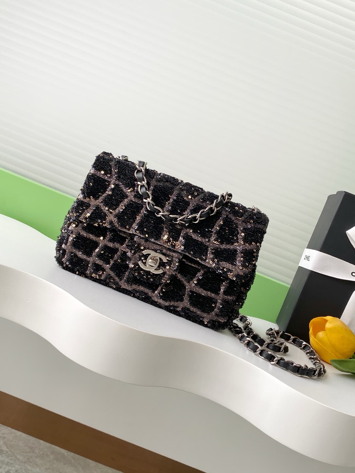 Chanel Flap Bag Sequins & Gold-Tone Metal AS4561  A