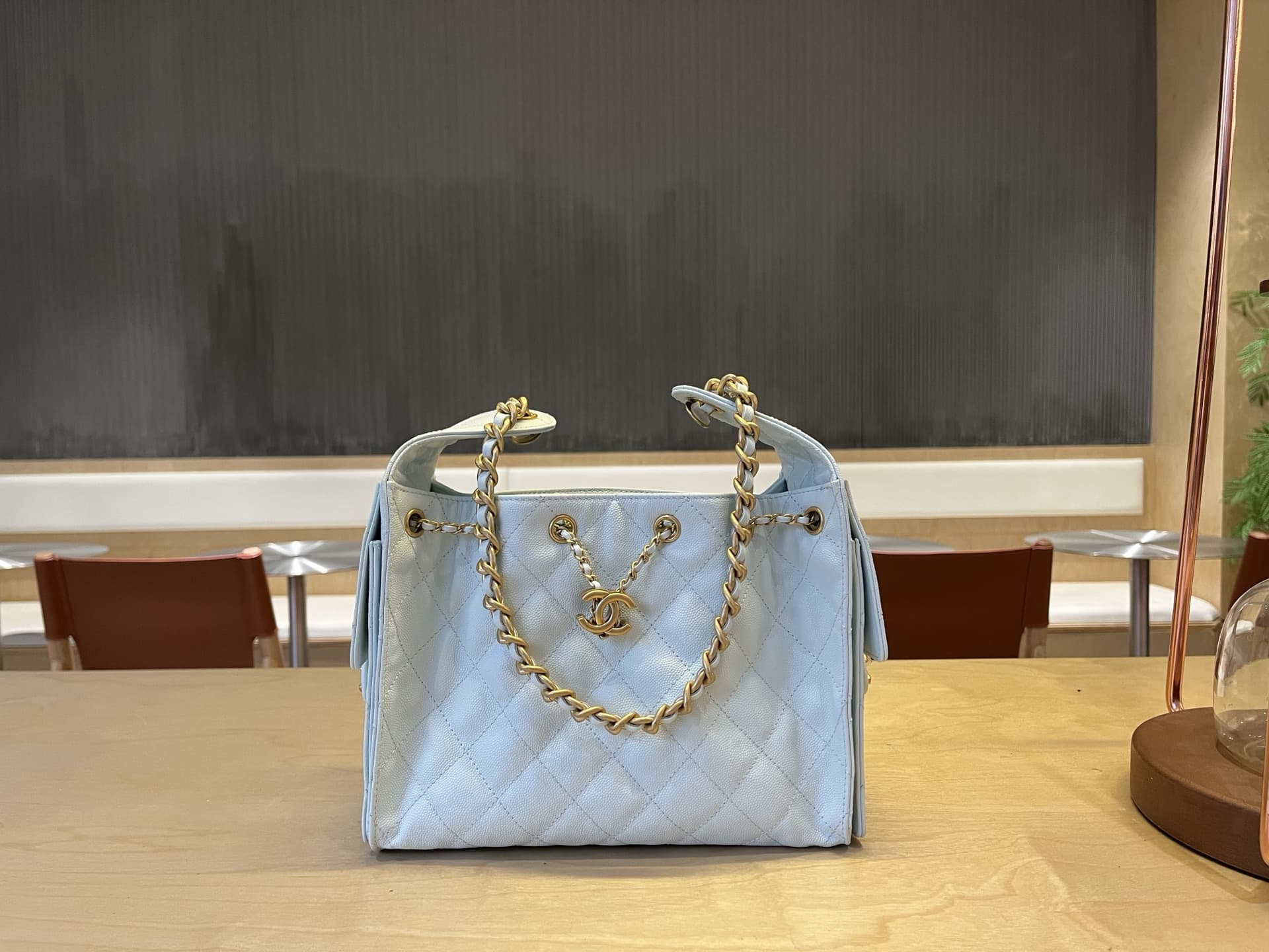 Chanel 25 Small Hobo handbag AS5293 Grained Calfskin & Gold-tone Metal Light-Blue A