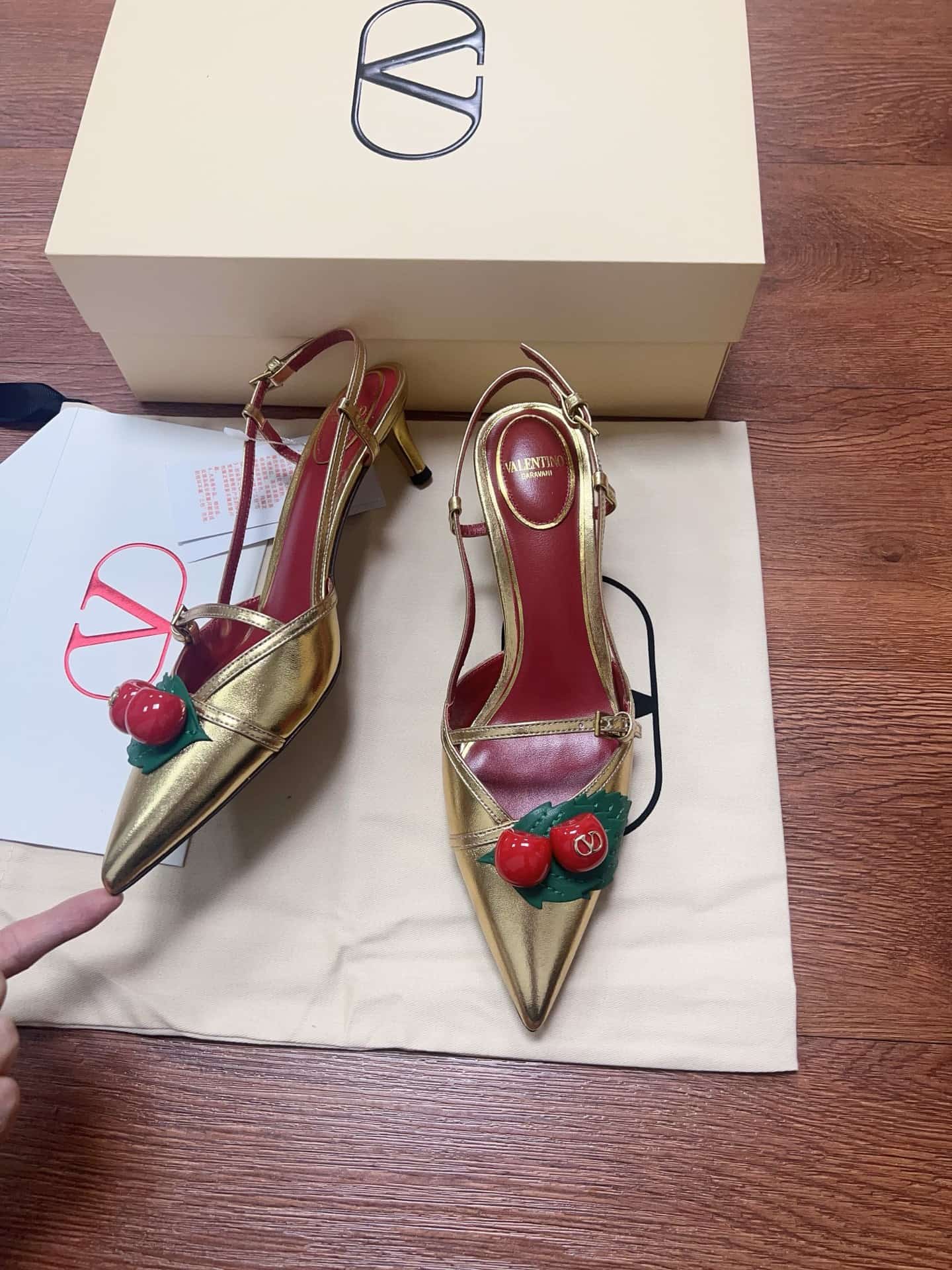 Valentino Garavani Leather Cherryfic Slingback Pumps
