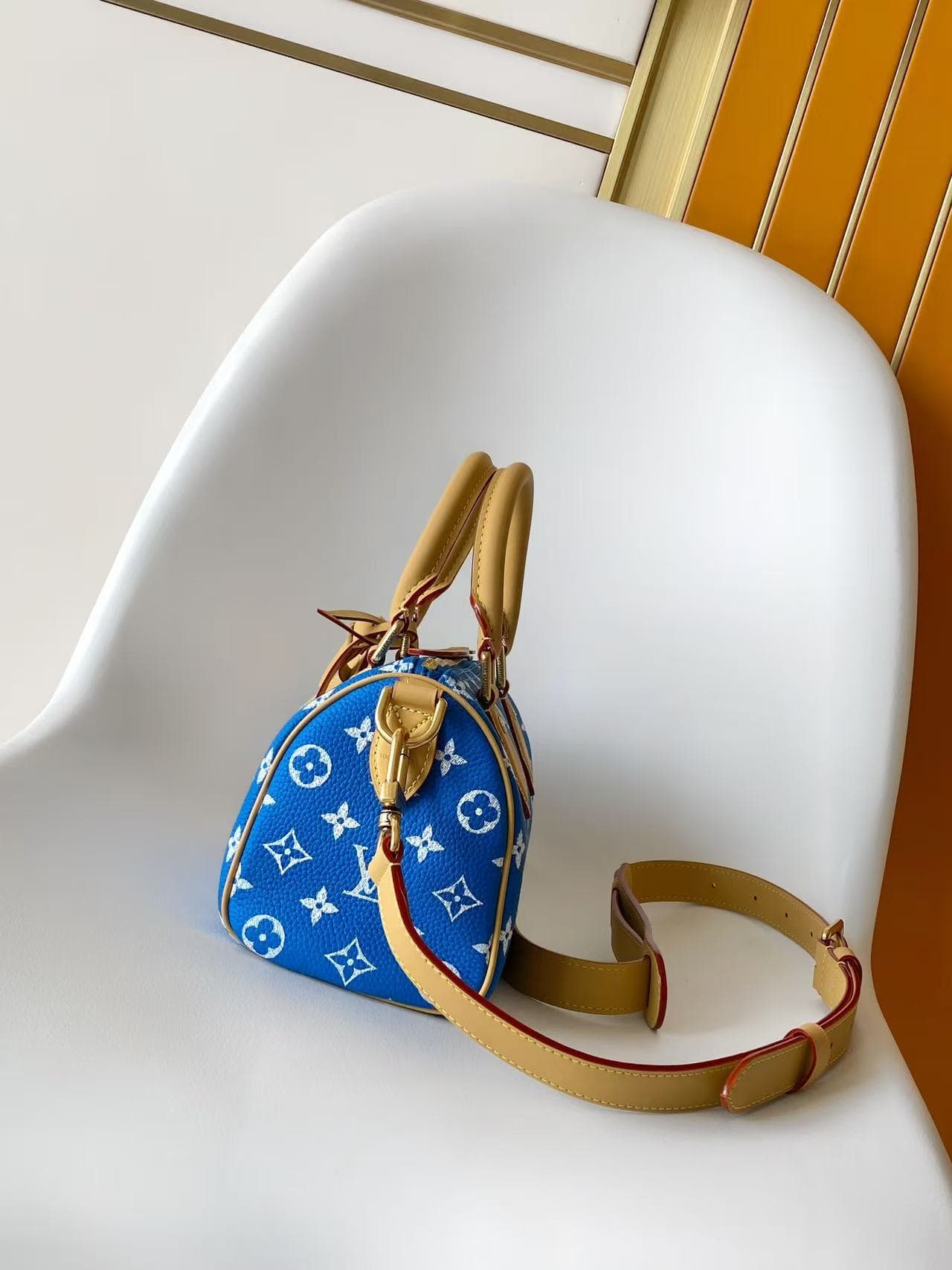 Louis Vuitton Speedy P9 Bandoulière 20 Blue Calfskin leather M28185 High