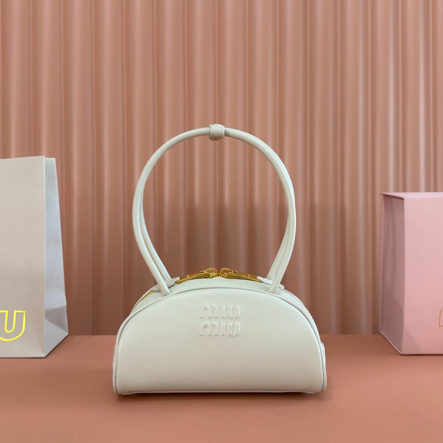 Miu Miu Chalk White Beau Leather Bag 5BB192 High