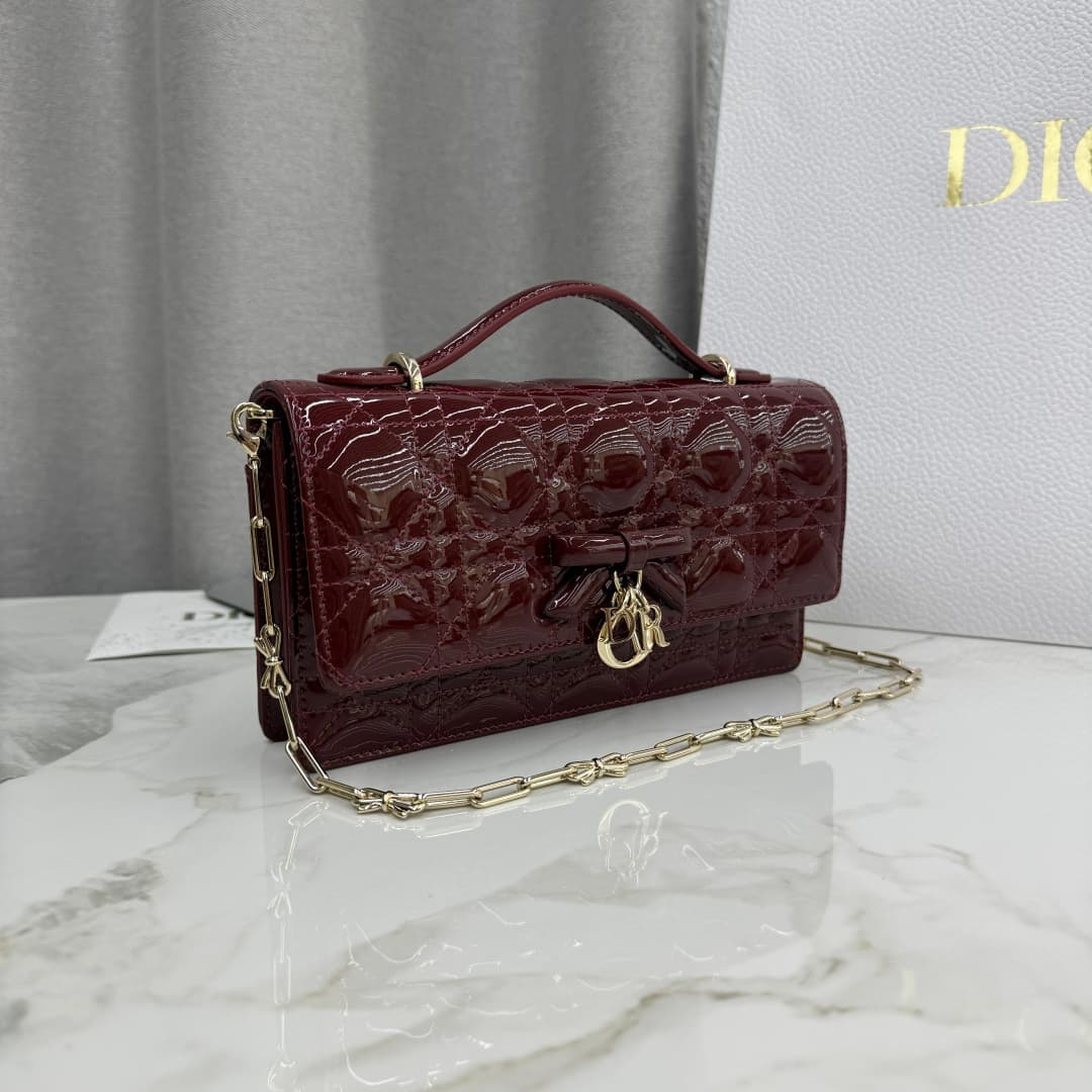 My Dior Mini Bag Cherry Claret Cannage Lambskin With Leather Bow High