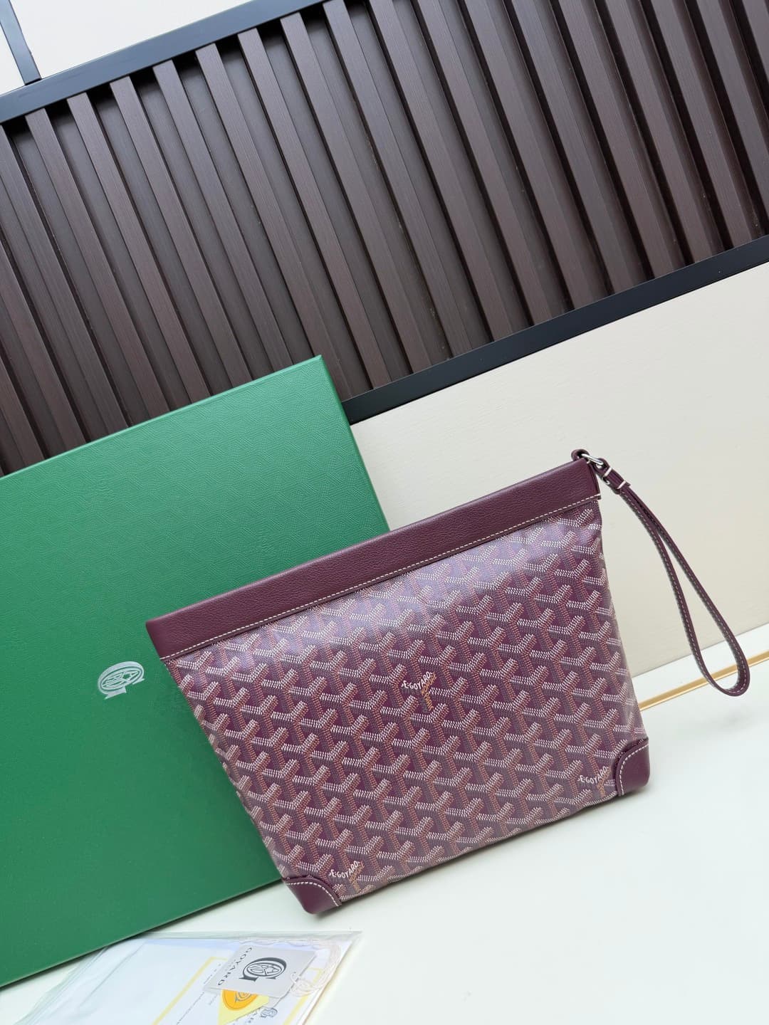 Goyard Conti pouch Goyardine canvas and Chevroches Calfskin Dark Brown High