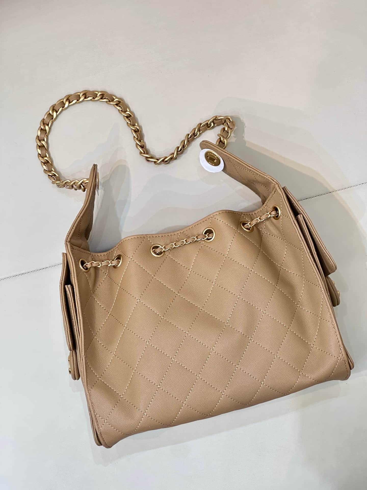 Chanel 25 Small Hobo handbag AS5293 Grained Calfskin & Gold-tone Metal Beige TOP