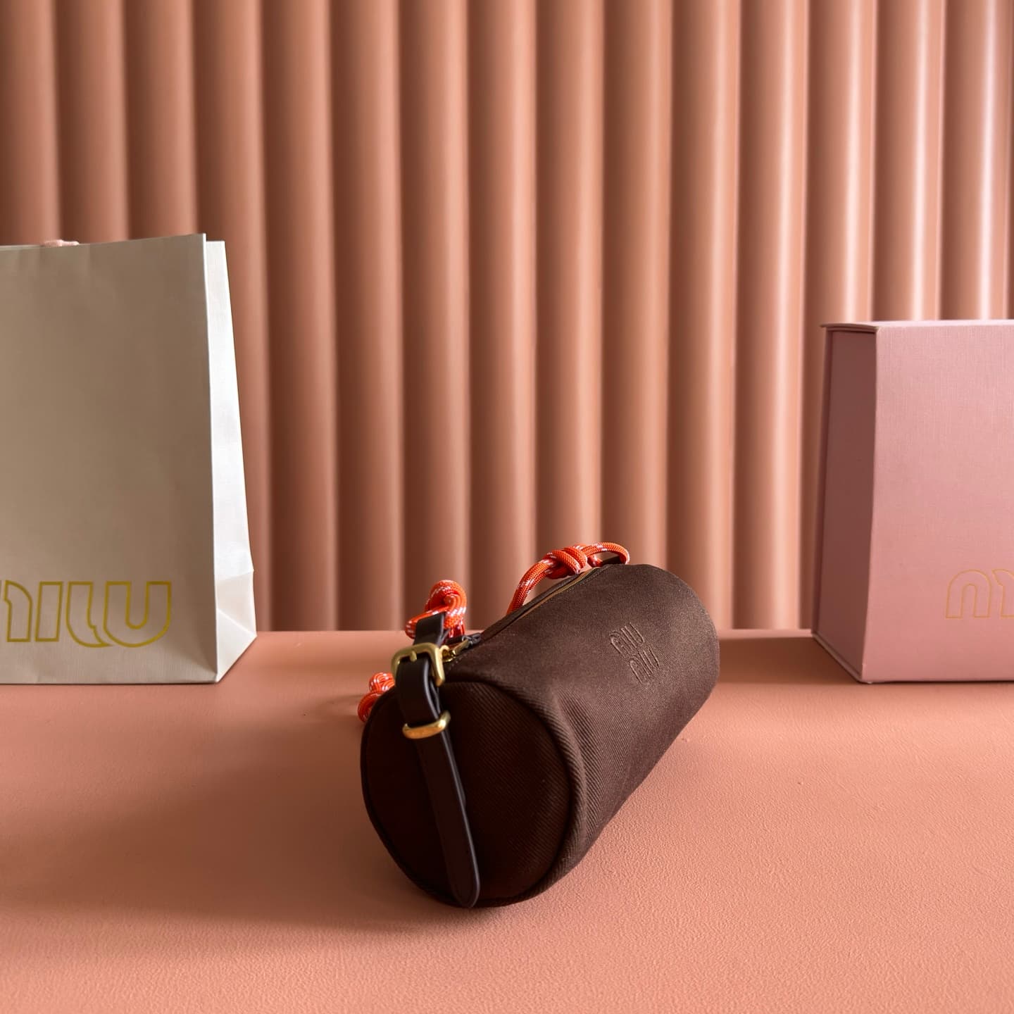 Miu Miu Gabardine pouch Brown/Orange 5NE853 TOP